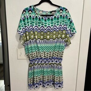 La Blanca multi Colored Aztec Print Beach Cover Up Medium